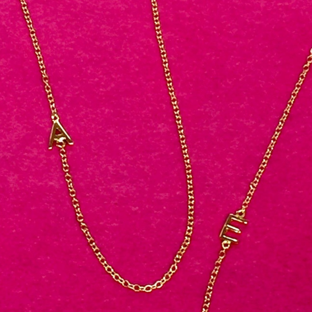 Gold Vermeil Petite Sideways Initial Necklaces-all letters avail.-Boutique - Picture 4 of 10